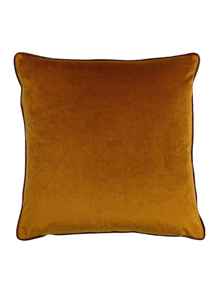 furn. Pumpkin Orange Gemini Double Piped Feather Filled Cushion - Image 1 of 2