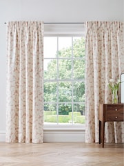 Jasper Conran London Pink Pencil Pleat Blackout Floral Leaf Curtain - Image 2 of 6