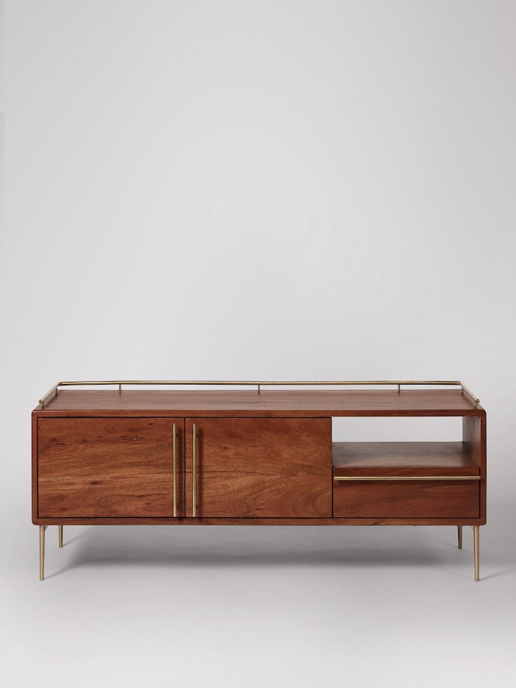 Swoon Connaught Acacia Wood 2 Πόρτα 1 Μονάδα πολυμέσων συρταριών - Εικόνα 2 του 7