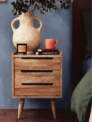 Swoon Light Brown Southwark Mango Wood 3 Drawer Bedside Table - Image 1 of 6