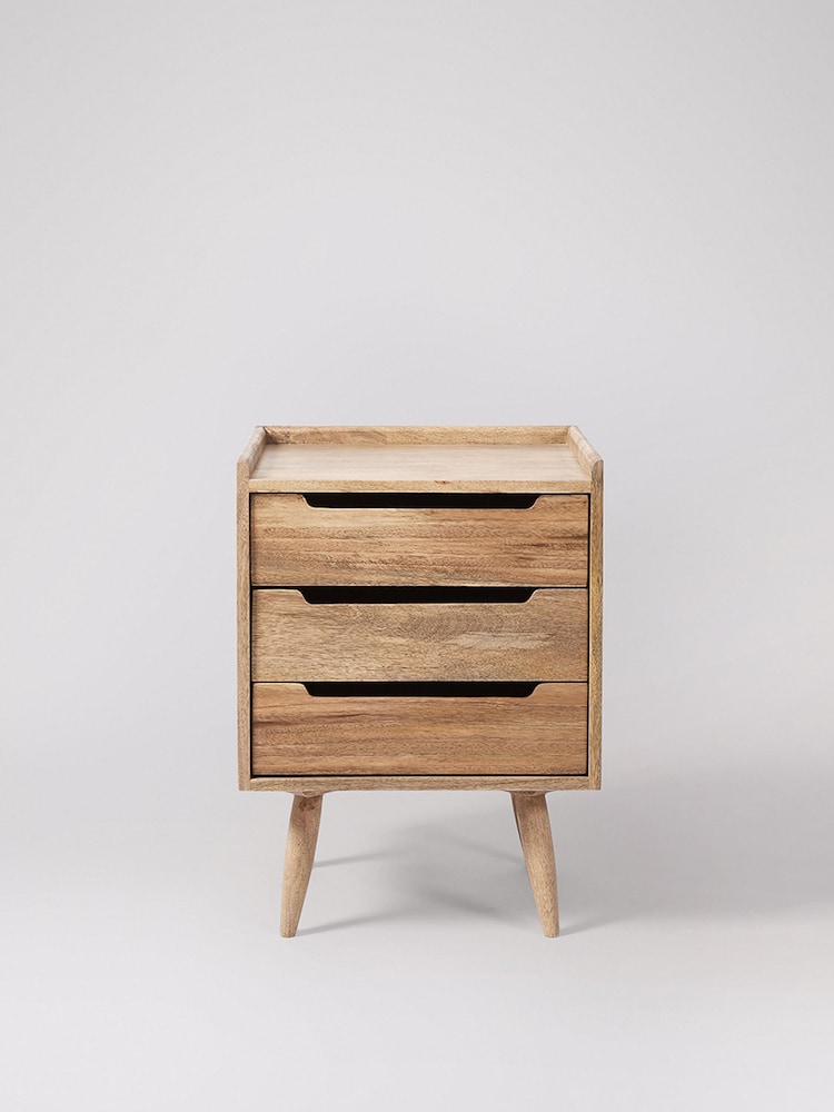 Swoon Light Brown Southwark Mango Wood 3 Drawer Bedside Table - Image 2 of 6 Swoon Light Brown Southwark Mango Wood 3 Drawer Bedside Table - Image 2 of 6