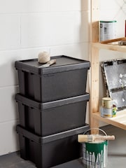 Wham Set of 3 Black Bam 16L Heavy Duty Plastic Boxes With Lid - Image 1 of 2