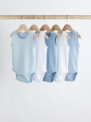 Blue 5 Pack Baby Vest Bodysuits - Image 1 of 7