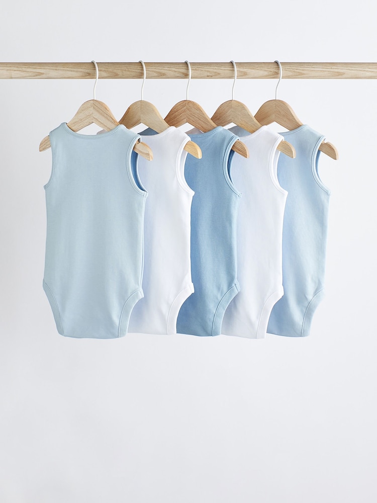 Blue 5 Pack Baby Vest Bodysuits - Image 2 of 7