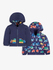 JoJo Maman Bébé Navy Digger Appliqué Reversible Hoodie - Image 1 of 5