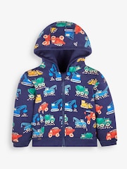 JoJo Maman Bébé Navy Digger Appliqué Reversible Hoodie - Image 3 of 5