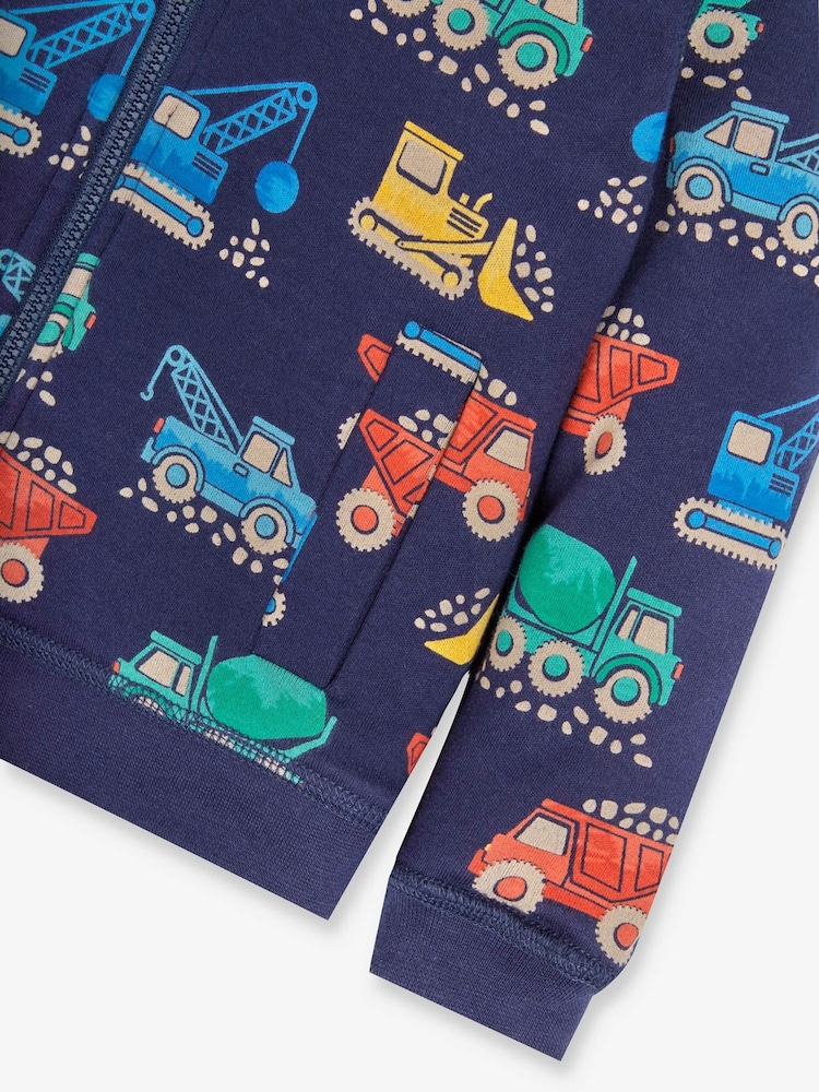 JoJo Maman Bébé Navy Digger Appliqué Reversible Hoodie - Image 5 of 5