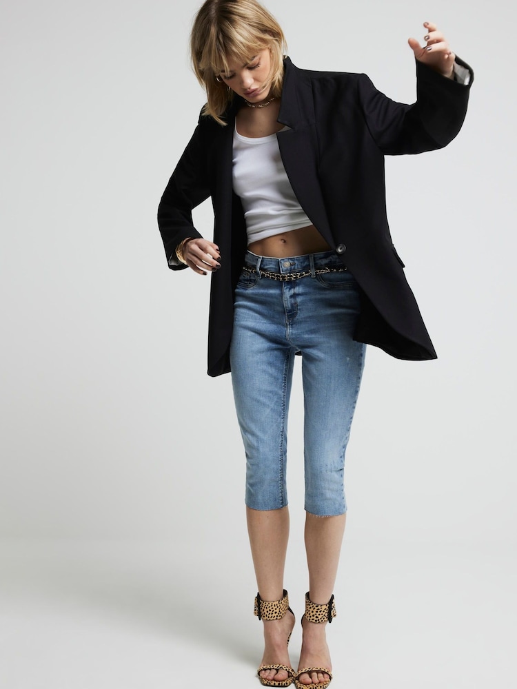 River Island Black Relaxed Fit Roll Sleeve Blazer - Image 1 of 5 River Island Black Relaxed Fit Roll Sleeve Blazer - Image 1 of 5
