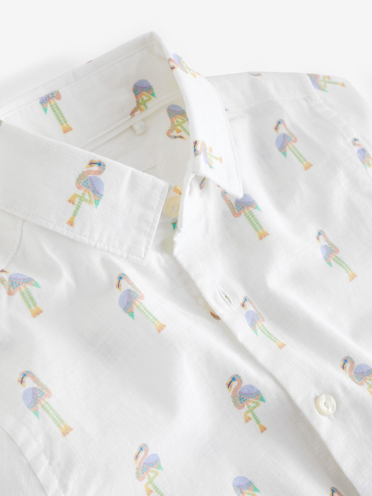 White 100% Cotton Short Sleeve Printed Shirt (3-16yrs) - Image 3 of 6
