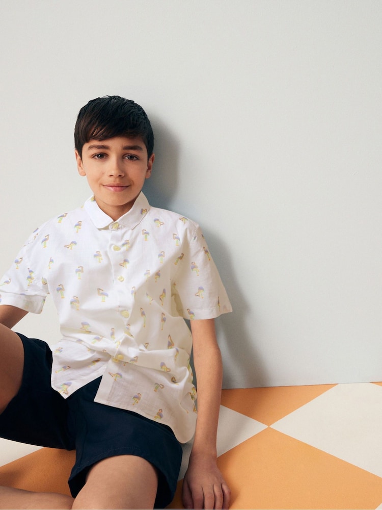 White 100% Cotton Short Sleeve Printed Shirt (3-16yrs) - Image 6 of 6