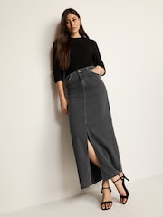 Black Denim Maxi Skirt - Image 1 of 6