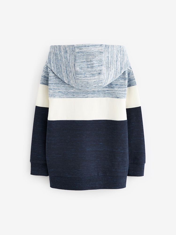 Navy Blue/ Cream Marl Colourblock Hoodie (3-16yrs) - Image 2 of 3