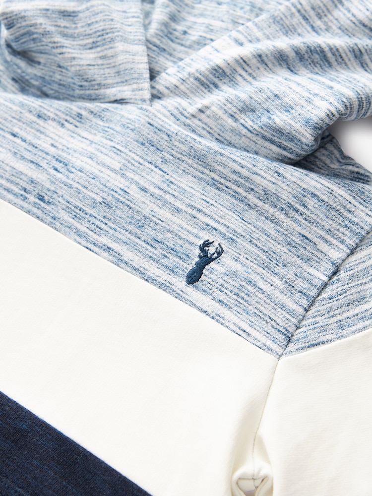 Navy Blue/ Cream Marl Colourblock Hoodie (3-16yrs) - Image 3 of 3