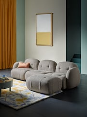 MADE.COM Grey Marl Pax Boucle Alban Modular Footstool - Image 2 of 6
