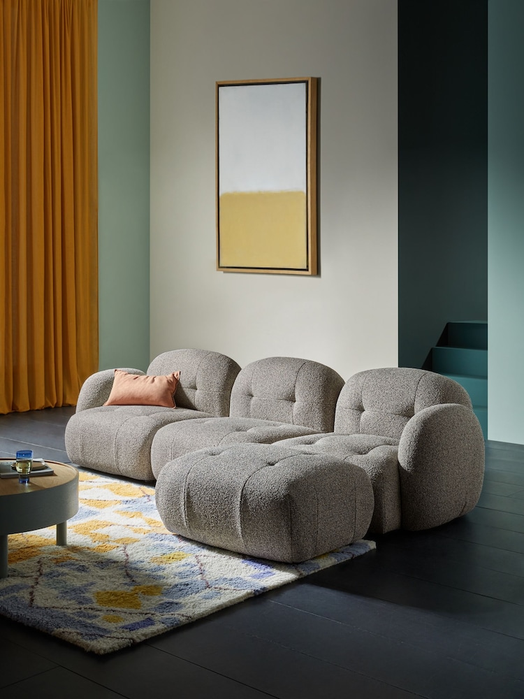 MADE.COM Grey Marl Pax Boucle Alban Modular Footstool - Image 2 of 6