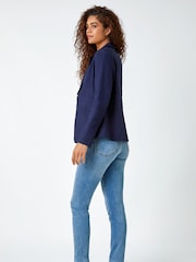 Roman Blue Stretch Button Detail Blazer - Image 2 of 5