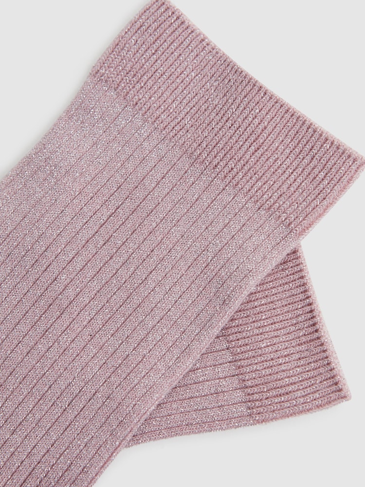 Reiss Blush Carrie Metallic Ribbed Socks - Image 3 of 3