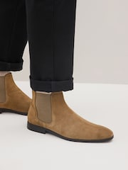 Taupe Suede Chelsea Boots - Image 1 of 6