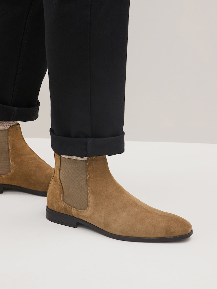 Taupe Suede Chelsea Boots - Image 1 of 6