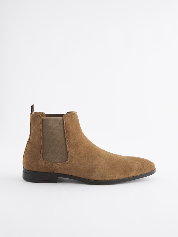Taupe Suede Chelsea Boots - Image 3 of 6