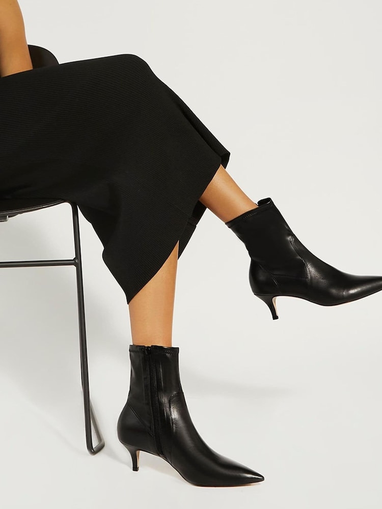 Dune London Black Origami Kitten Heel Ankle Boots - Image 2 of 5 Dune London Black Origami Kitten Heel Ankle Boots - Image 2 of 5