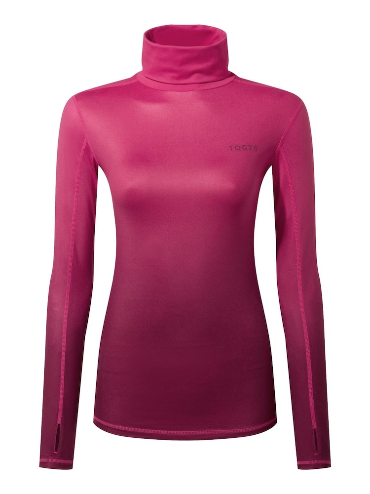 Tog 24 Coral Pink Snowdon Thermal Zip Neck T-Shirt - Image 6 of 7