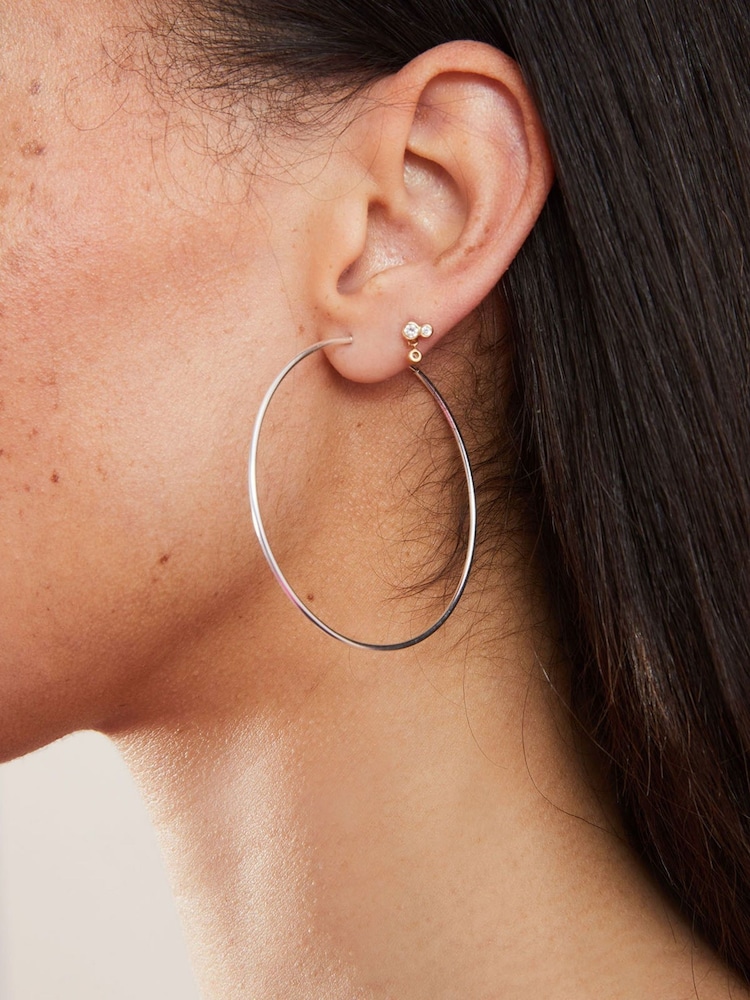 Accessorize Sterling Silver Large Hoop Earrings - Image 1 of 3 Accessorize Sterling Silver Large Hoop Earrings - Image 1 of 3