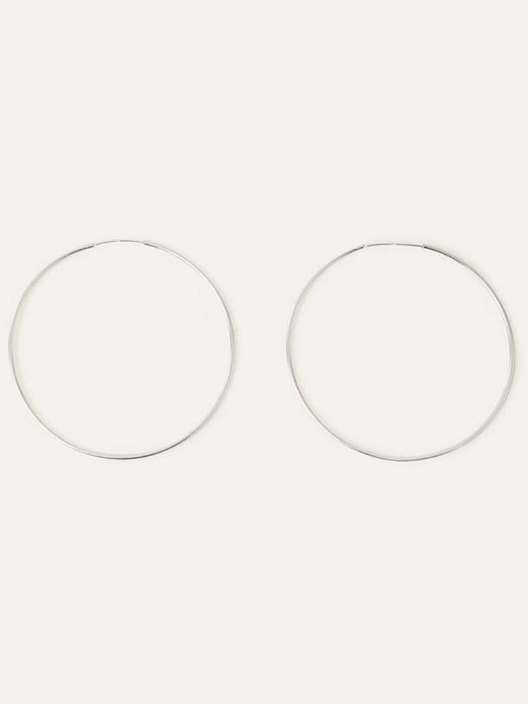 Accessorize Sterling Silver Large Hoop Earrings - Image 2 of 3 Accessorize Sterling Silver Large Hoop Earrings - Image 2 of 3