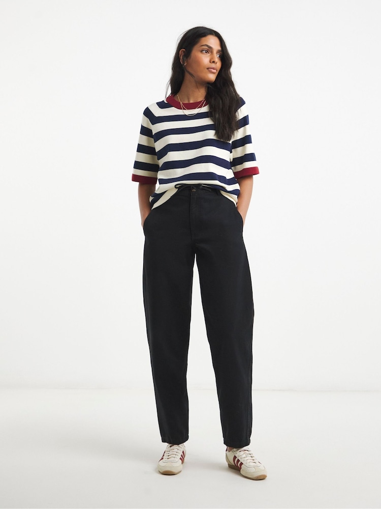 Simply Be Blue Stripe Half Sleeve Jumper - Image 1 of 4 Simply Be Blue Stripe Half Sleeve Jumper - Image 1 of 4