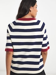 Simply Be Blue Stripe Half Sleeve Jumper - Image 4 of 4