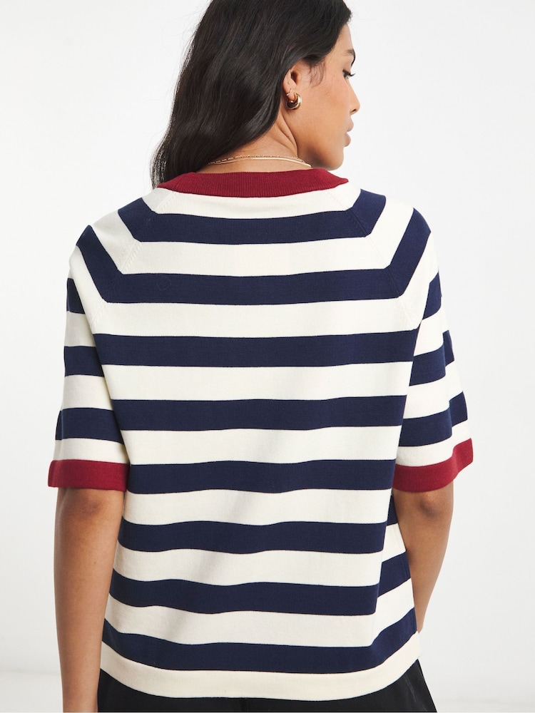 Simply Be Blue Stripe Half Sleeve Jumper - Image 4 of 4 Simply Be Blue Stripe Half Sleeve Jumper - Image 4 of 4