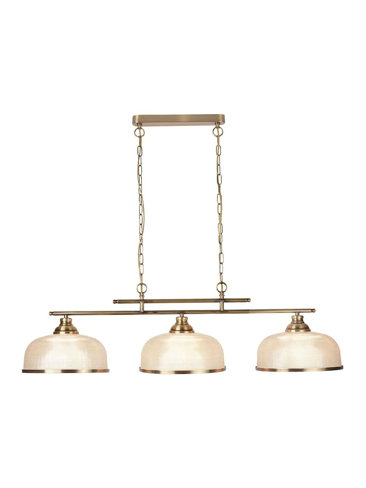 Searchlight Antique Brass and Clear Ashford Three Bar Pendant Ceiling Light - Image 2 of 4 Searchlight Antique Brass and Clear Ashford Three Bar Pendant Ceiling Light - Image 2 of 4