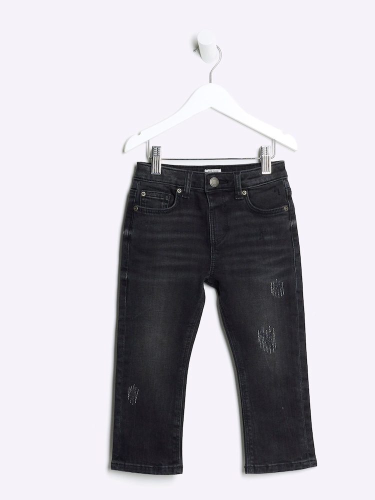 River Island Black Boys Slim Relaxed 100% Cotton Jeans - Image 1 of 4 River Island Black Boys Slim Relaxed 100% Cotton Jeans - Image 1 of 4