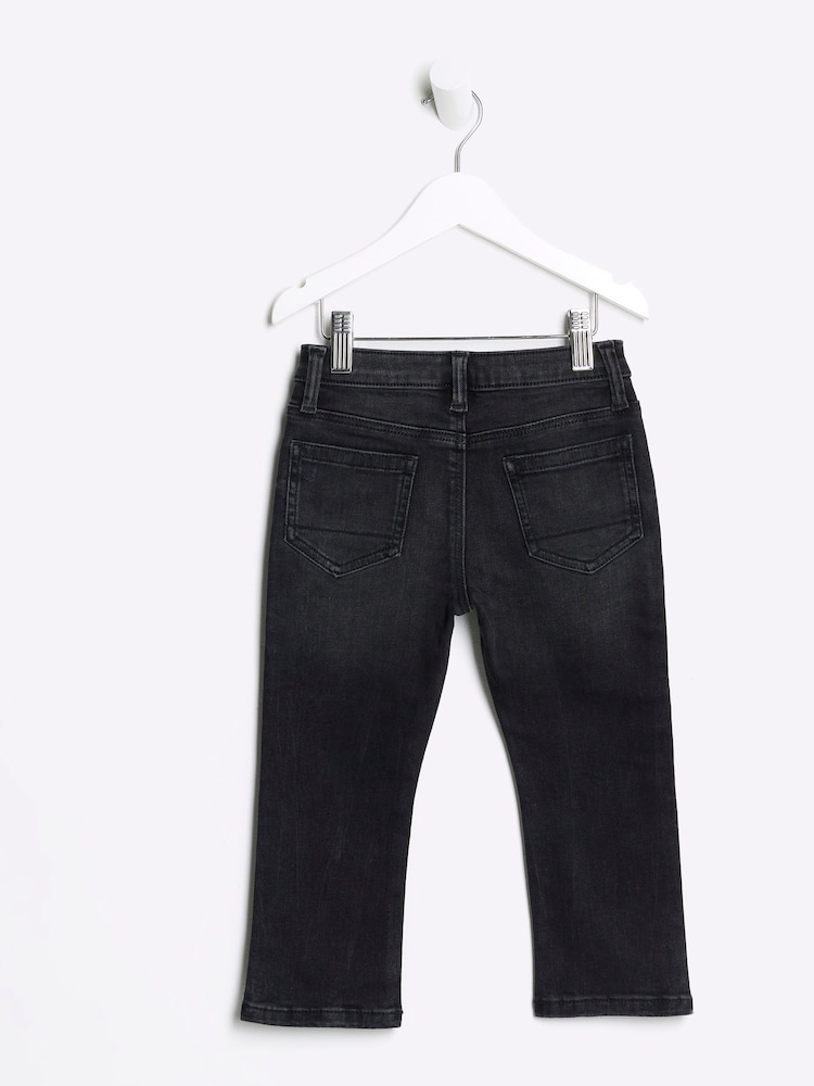 River Island Black Boys Slim Relaxed 100% Cotton Jeans - Image 2 of 4 River Island Black Boys Slim Relaxed 100% Cotton Jeans - Image 2 of 4