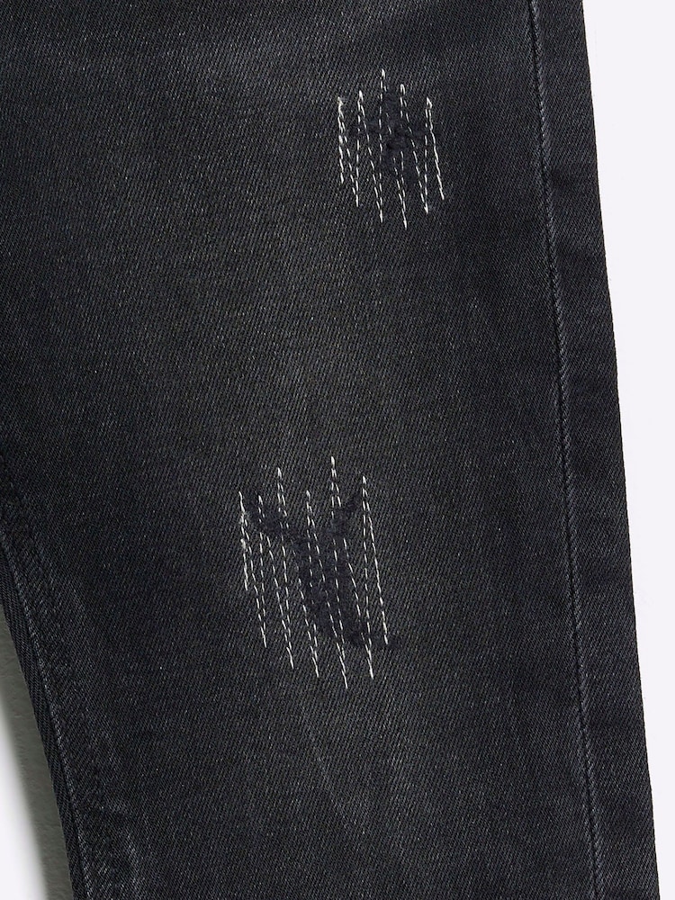 River Island Black Boys Slim Relaxed 100% Cotton Jeans - Image 4 of 4 River Island Black Boys Slim Relaxed 100% Cotton Jeans - Image 4 of 4