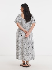 Simply Be White Waffle Shirred Midi Dress - Image 2 of 4