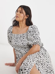 Simply Be White Waffle Shirred Midi Dress - Image 3 of 4