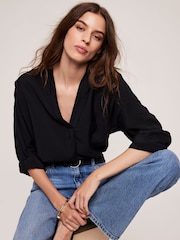 Mint Velvet Black Throw On Shirt - Image 3 of 6