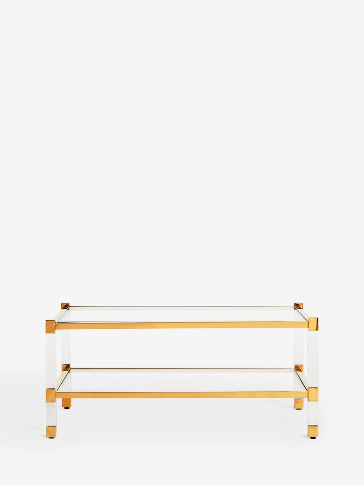 Rockett St George Clear Gold and Glass Coffee Table - Image 2 of 6
