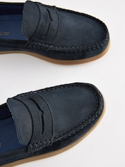 Navy Blue Leather Slip-On Penny Loafers - Image 3 of 8