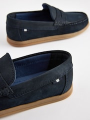 Navy Blue Leather Slip-On Penny Loafers - Image 4 of 8