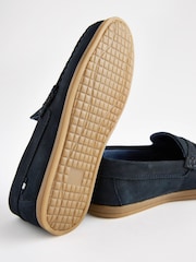 Navy Blue Leather Slip-On Penny Loafers - Image 5 of 8