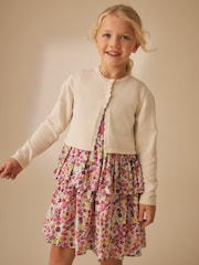 Laura Ashley Cream Two Button Knit 100% Cotton Cropped Cardigan - Image 1 of 11