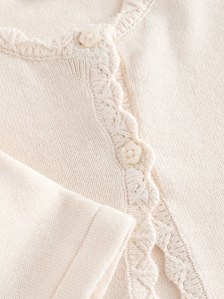 Laura Ashley Cream Two Button Knit 100% Cotton Cropped Cardigan - Image 11 of 11