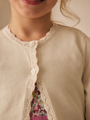 Laura Ashley Cream Two Button Knit 100% Cotton Cropped Cardigan - Image 8 of 11
