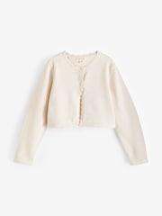 Laura Ashley Cream Two Button Knit 100% Cotton Cropped Cardigan - Image 9 of 11