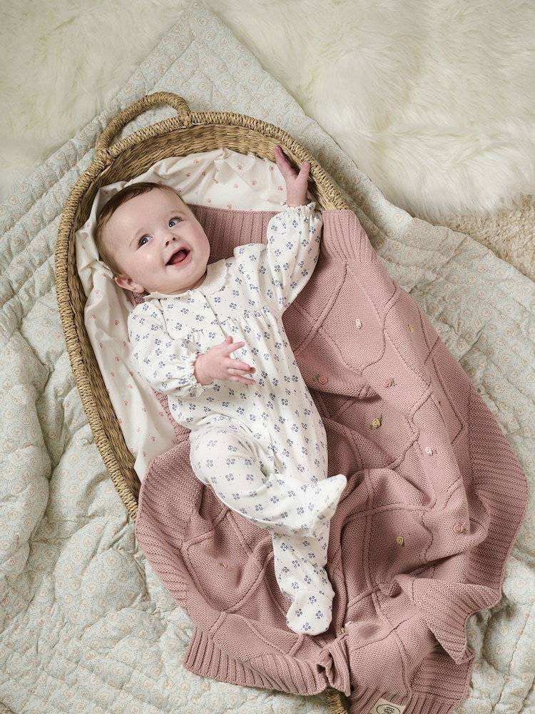 Mamas & Papas x Laura Ashley Cream Broderie Collar All-In-One - Image 1 of 5
