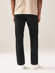 Black Solid Single Straight Fit Classic Stretch Jeans - Image 2 of 10