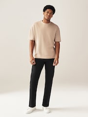 Black Solid Single Straight Fit Classic Stretch Jeans - Image 3 of 10
