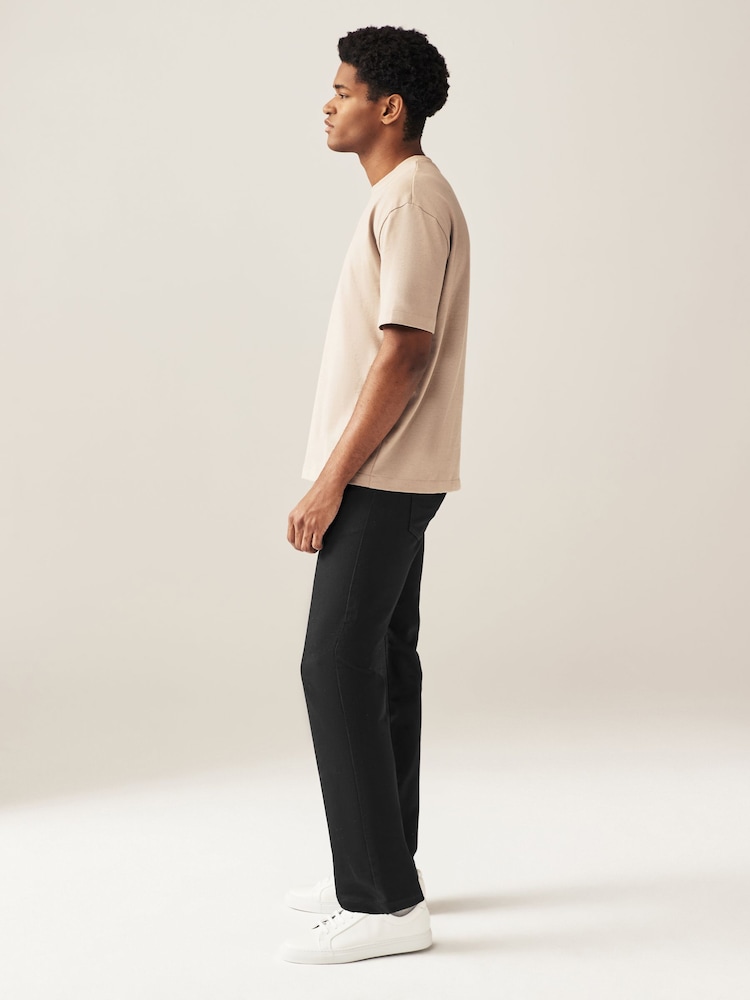 Black Solid Straight Fit Forever Colour Classic Stretch Jeans - Image 5 of 10